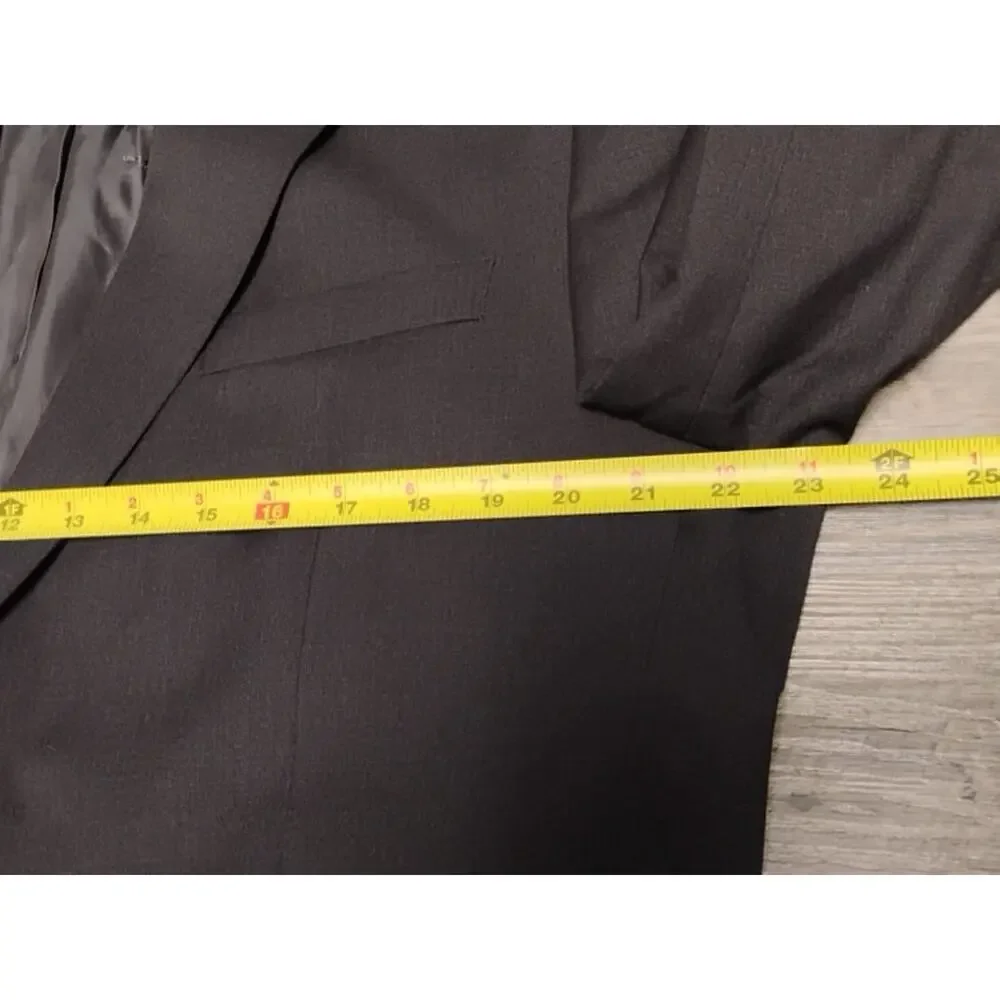 Calvin Klein 44R Gray Check wool Mens Blazer Suit Jacket Sport Coat pant 38x29